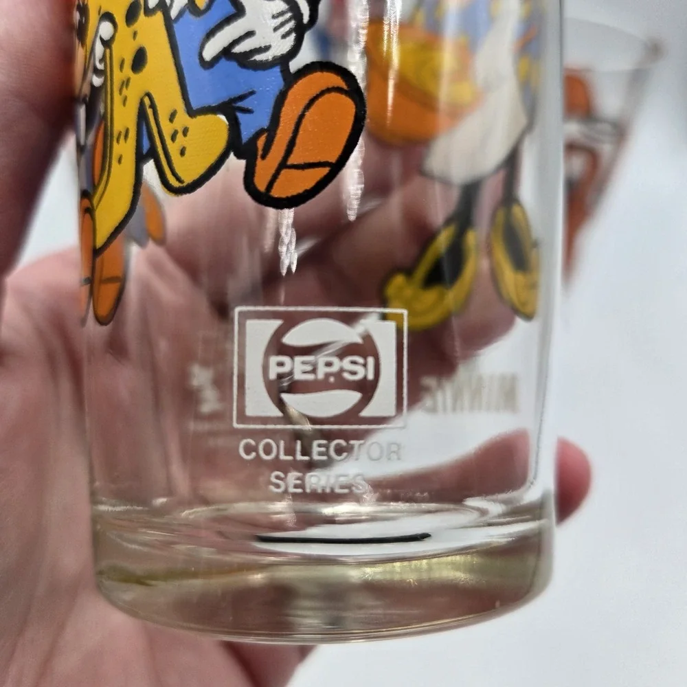5 Vintage 70s Pepsi Co Glass Tumbler Cups Bullwinkle Minnie Mouse Cartoons Rare